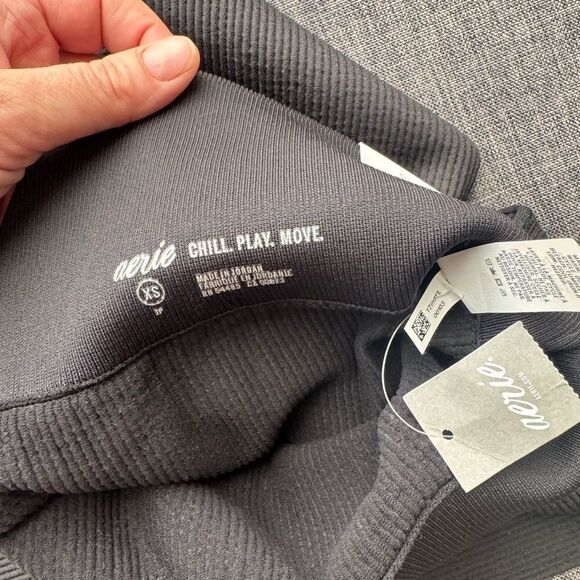 Aerie High-Waisted Black Ribbed Leggings Size XS - Picture 4 of 6